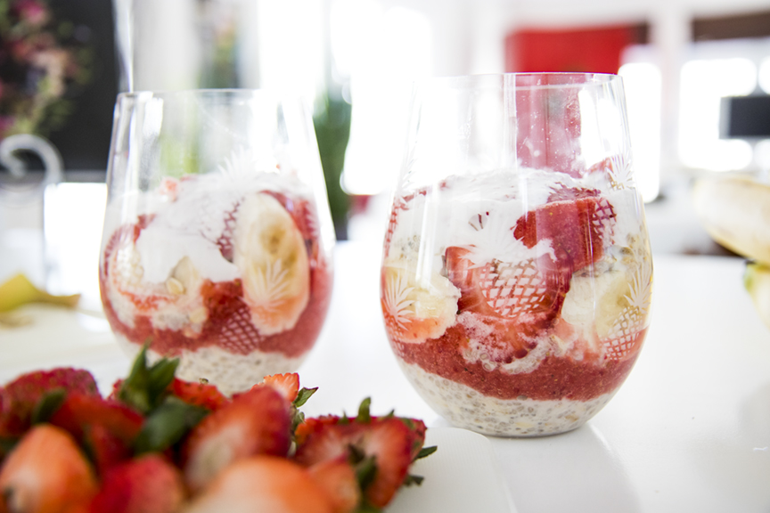 Strawberry Overnight Oats With Homemade Raspberry Jam